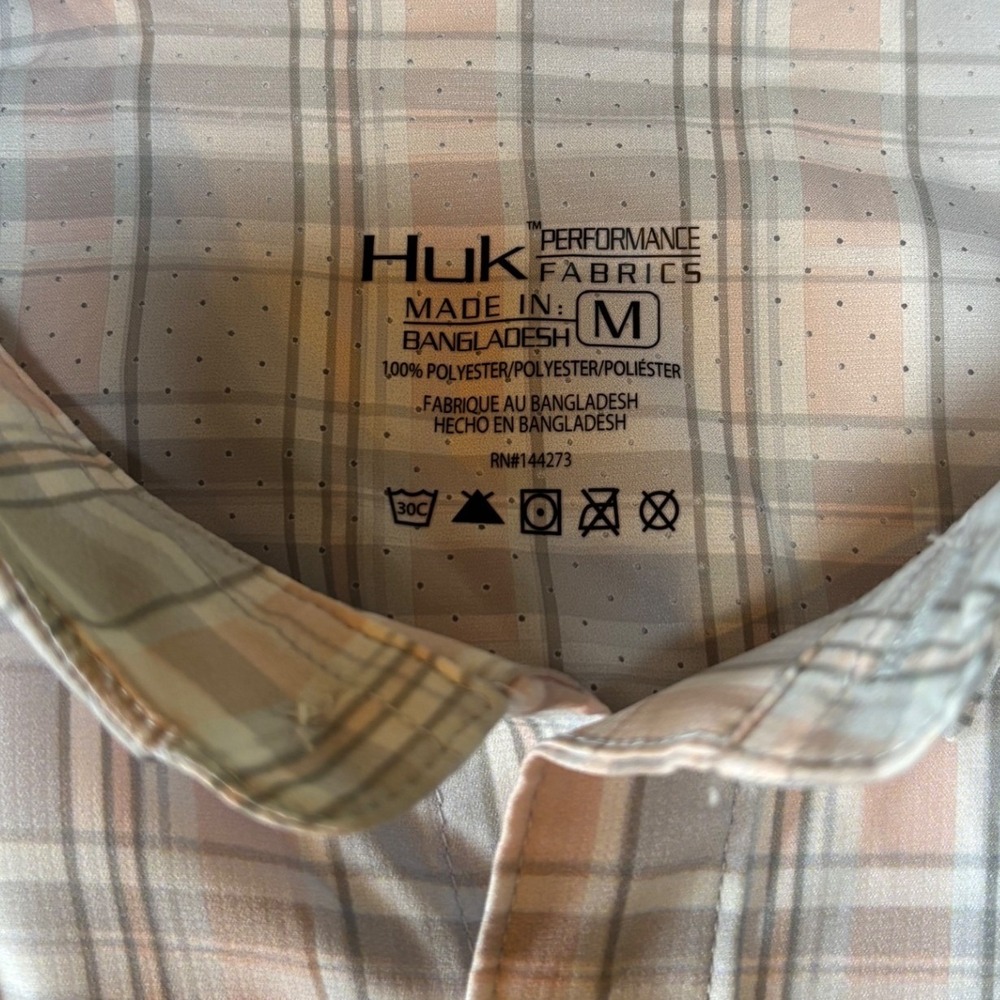 NWT Huk Performance Fishing Mens Tide Point Woven Plaid Long Sleeve Shirt Medium - Picture 6 of 11